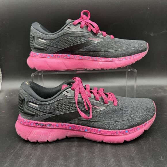 Brooks Trace 2 Womens Size 9 Black Gray Pink Running Shoes Sneakers 1203751B579 - Picture 1 of 8